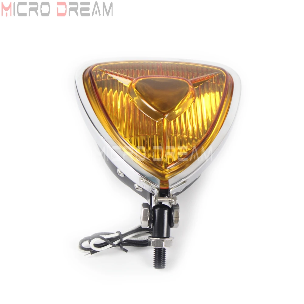 Universal Thin Section Triangle Motorcycle Headlight Light for BMW Harley Chopper Bobber Cafe Racer Touring Custom H3 Headlamp