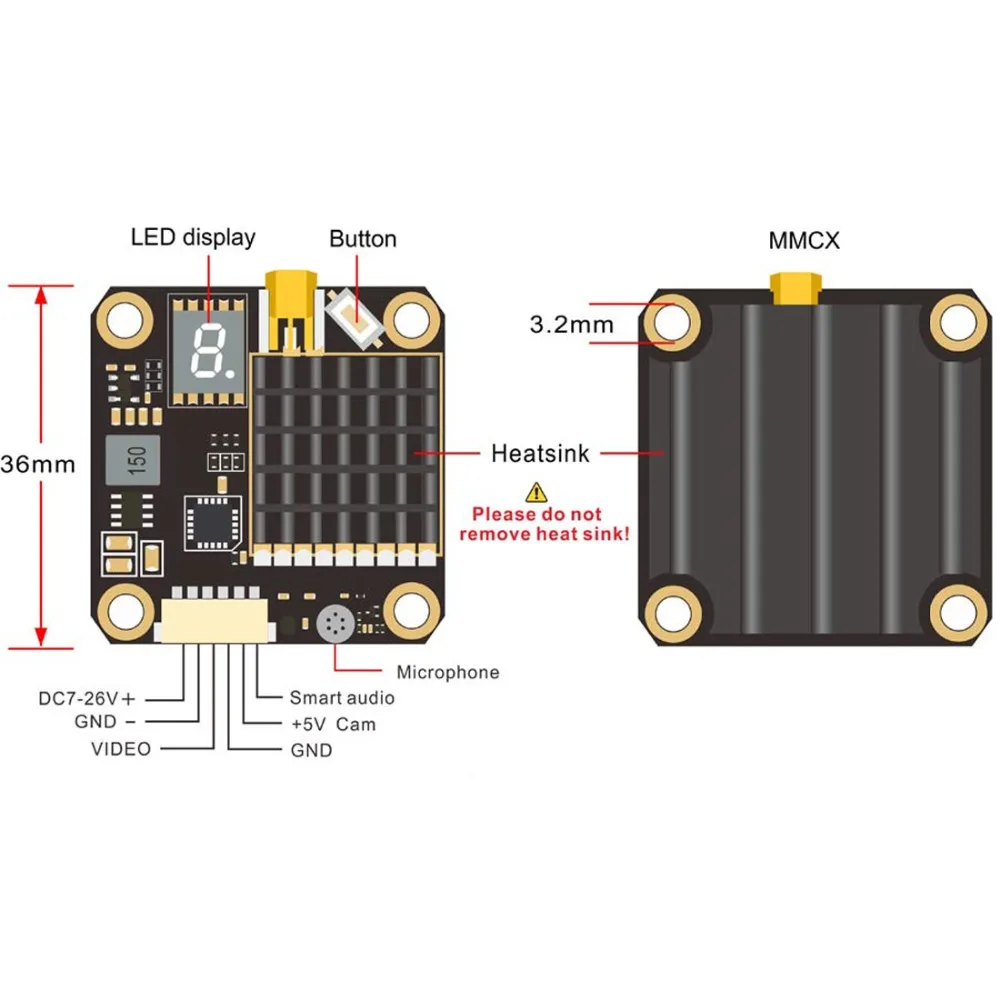 AKK FX2-Dominator Support Smart audio 250mW/500mW/1000mW/2000mW power switchable and OSD configuration with 5V output With MIC