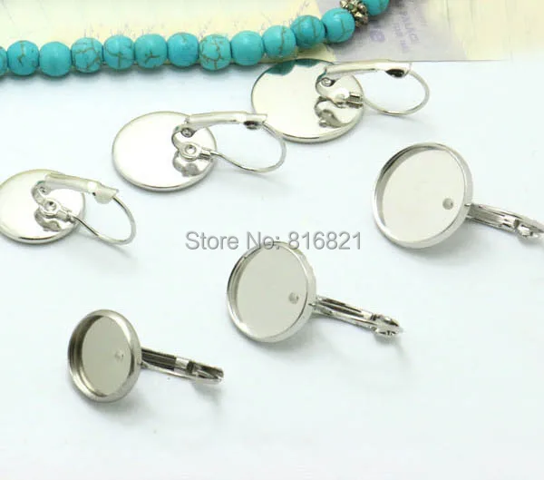 50 قطعة الحافة المستديرة فارغة الفولاذ المقاوم للصدأ SUS316 رافعة الظهر مقاطع القرط النتائج قرط كبس سلك هوك أقراط إعدادات كبوشن