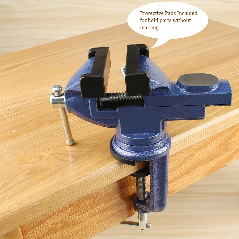 360 Degree Totatable Small Swivel Base Clamp-on Bench Vise for Woodworking Repair Work