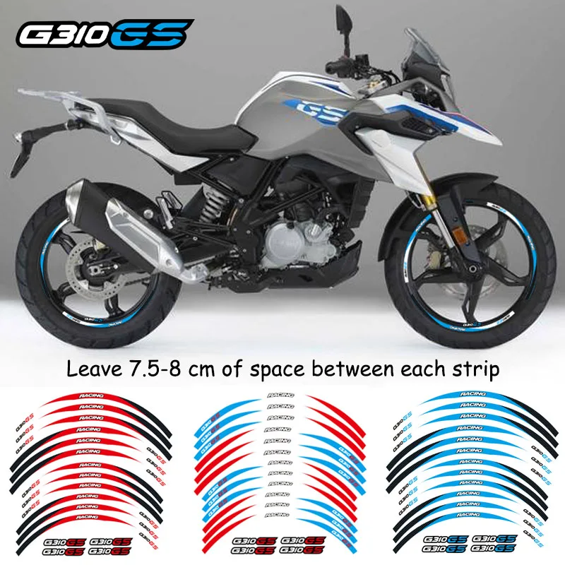 Free Shipping 12 Pcs Motorcycle Wheel Sticker stripe Reflective moto Rim decals For BMW G310GS g310 gs g310