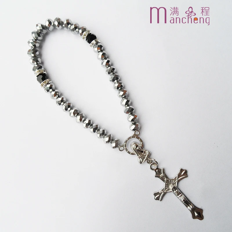 official-website tiki 33bead Catholic Christ Virgin Jesus Cross Bracelet Christian Rosary Tasbih Prayer Crystal браслет