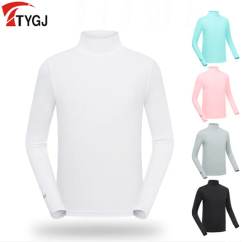 

Youngster Slim Dry Fit Golf Clothing Children Ice Silk Sun Boy Girls Bottoming Shirt High-neck Long-sleeved Sports Jersey