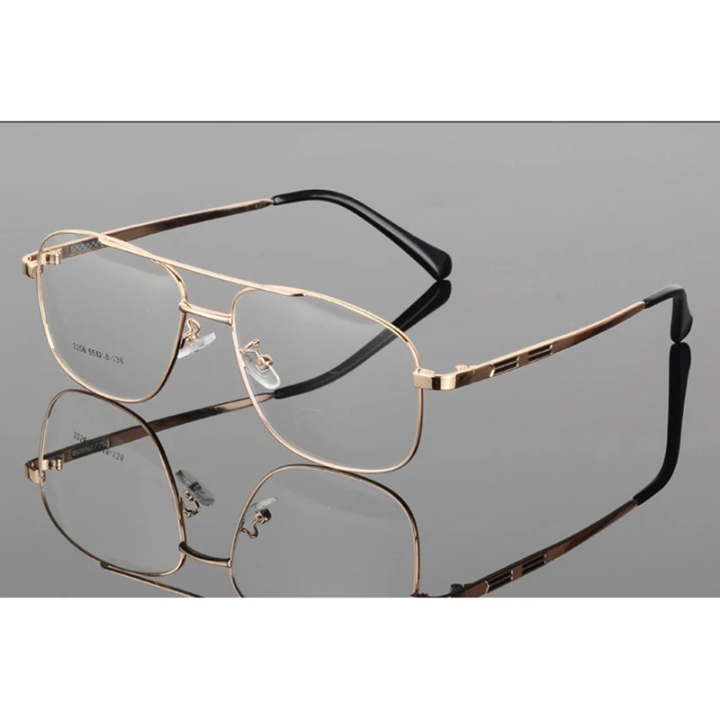 Retro Men\'s Metal Big Frame Pilot Glasses Double beam Goggle Transparent glasses Frame Clear glass Spectacles Eyeglass frames H5
