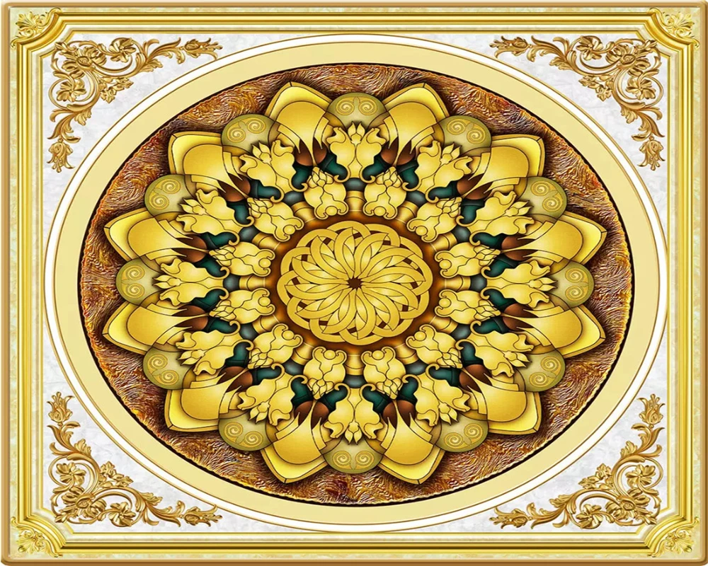 beibehang papel de parede Customized Photo Wallpaper 3D Stereo Art European golden pattern Ceiling wallpaper for walls 3 d