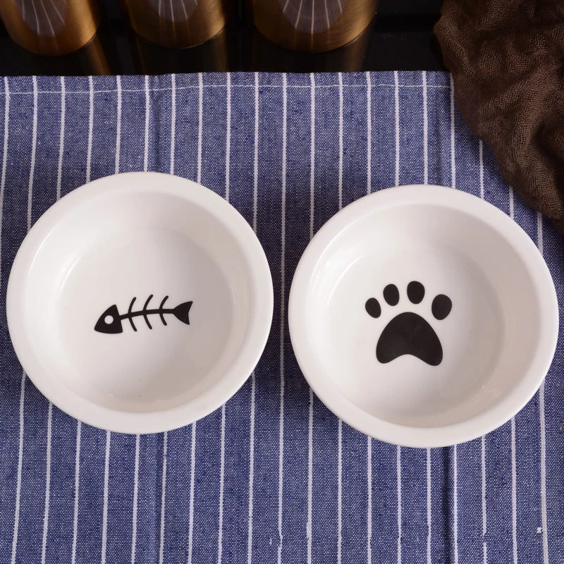 Pet Food Supplies Ceramic Bowl Cute Cat Bowl Water Basin Dog Pot Pet Drinking Eat Bowl Round Ceramic Bowl Feeders Pet Supplies