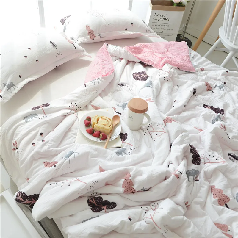 2023 New Thin Summer Quilt Blankets for Adults Children Breathable Washed Soft Bed Cover Print Air Conditioning Comforter Quilts