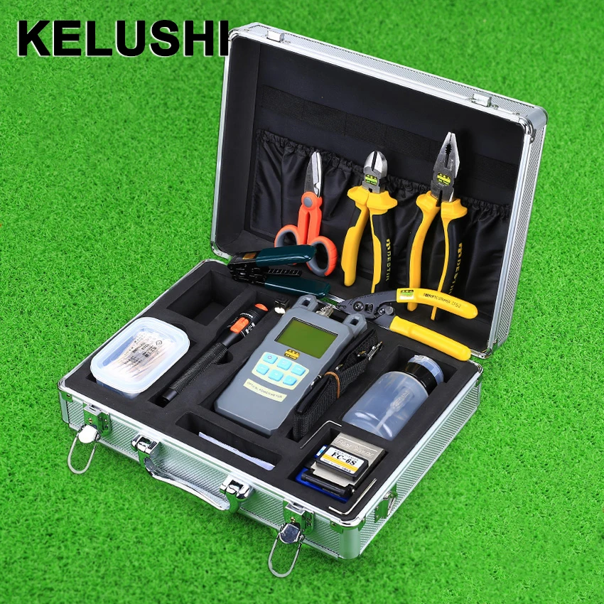 

24 In 1 FTTH Tool Kit FC-6S Cleaver With 10mW Visual Fault Locator Fiber Stripper Power Meter Wrie Striper