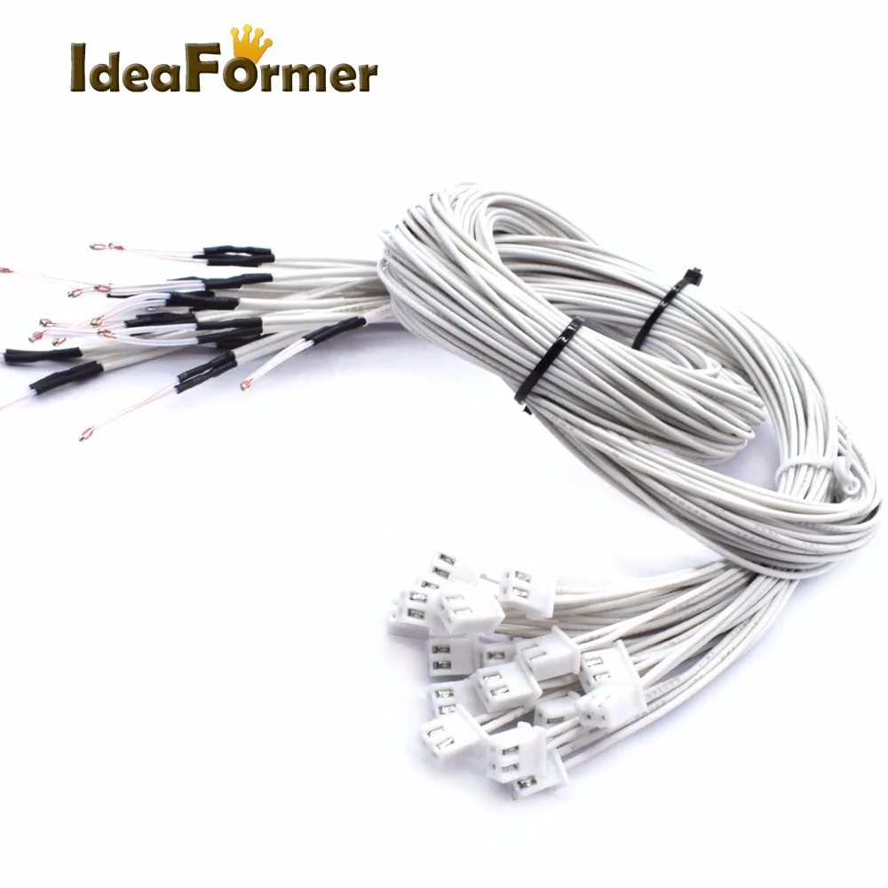 

1/5pcs NTC Thermistor Temperature Sensor 3950 1% line100 & 150cm 100K with XH2.54 Terminal White 2P terminal connector 3D Printe