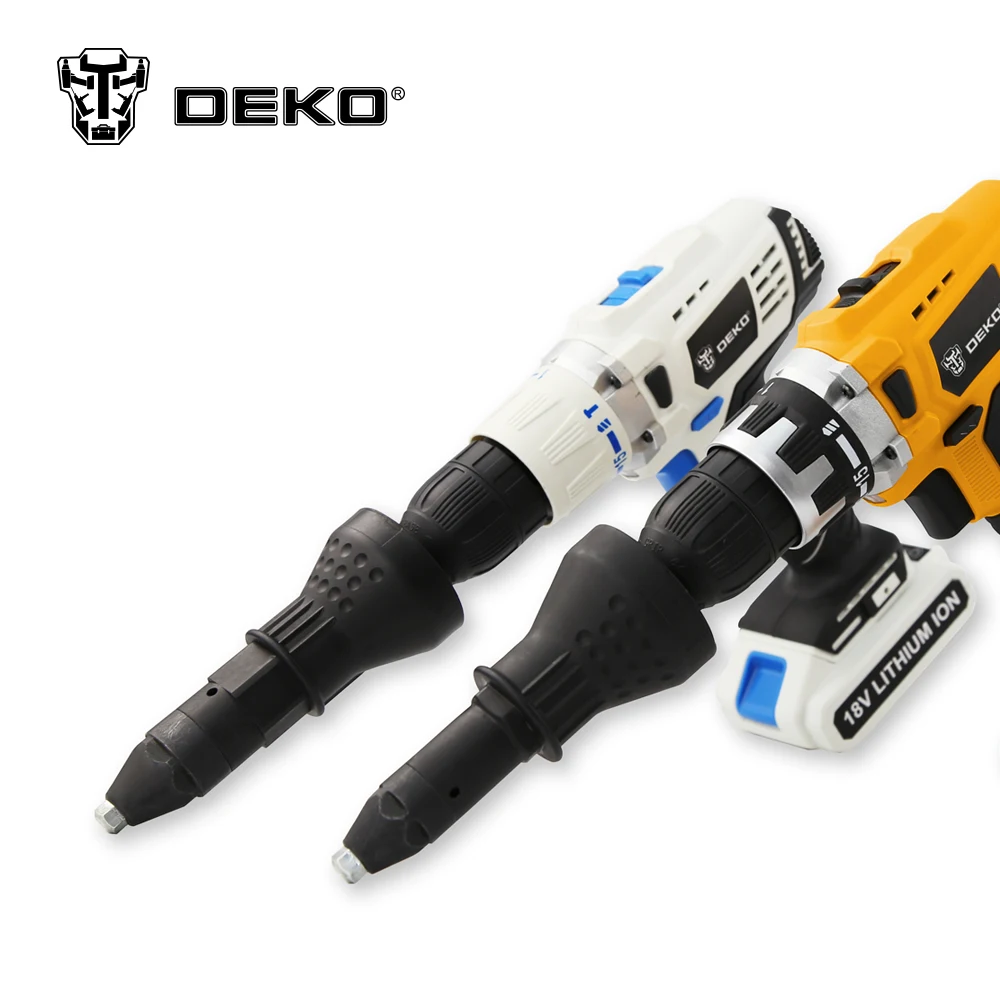 DEKO — Perceuse électrique de rivetage sans fil, avec pistolet d'écrou et adaptateur