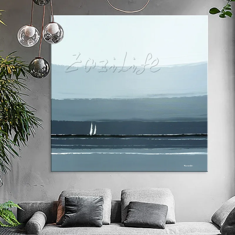 

Hand painted Canvas Oil painting Wall Pictures for Living room wall decor art canvas painting palette knife boat 31