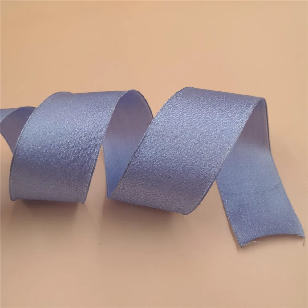 38MM X 25yards Shiny blue wire edge satin ribbon for gift box wrapping flower decoration N2155