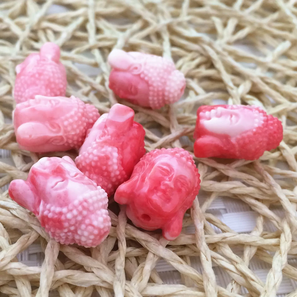 High quality pink artificial coral buddha 15x19mm accessories spacers beads charming pendant jewelry 5pcs B921