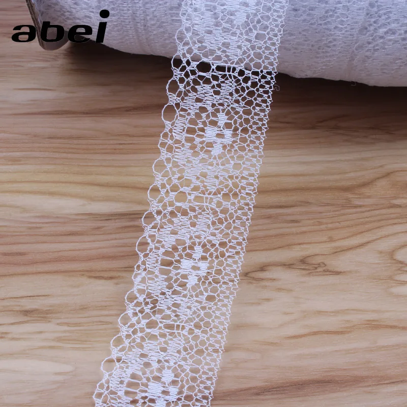 35mm 10yards White beautiful lace ribbon tape Embroidered Sewing lace Accessories DIY Wedding Decoration African lace trims