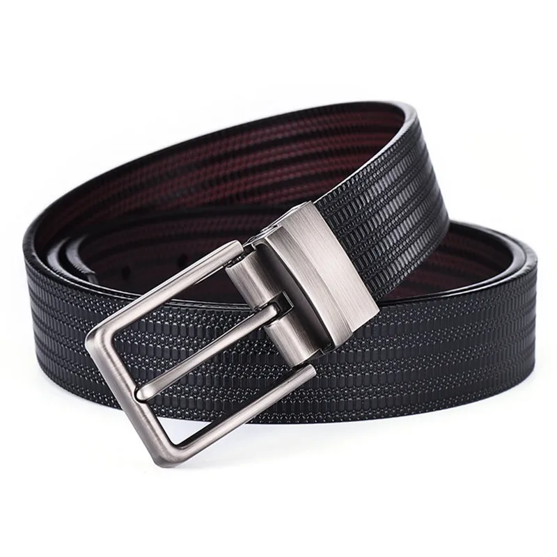 EL BARCO Fashion Leather Men Belts High Quality Cowhide Luxury Designer Black Blue Male Belts Coffee Brown Belt Rotating Buckle