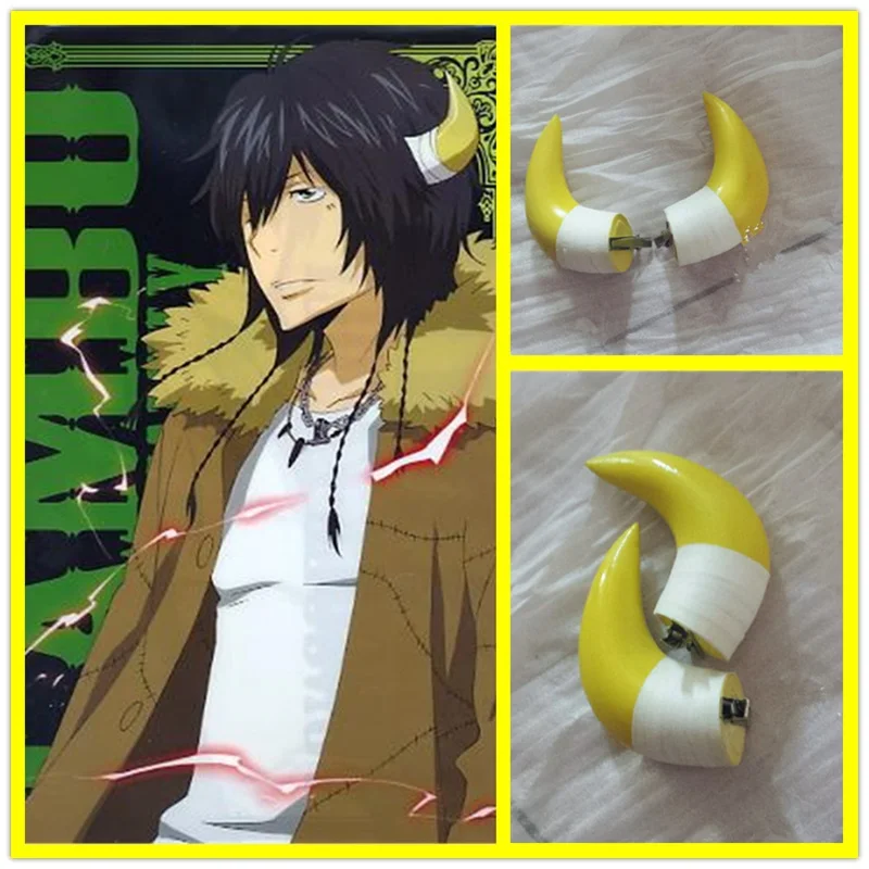 

Anime HitmanReborn Katekyo Hitman Reborn Ranbo Lambo Cosplay Horns Hairpiece Headwear Halloween Cosplay Props Accessories