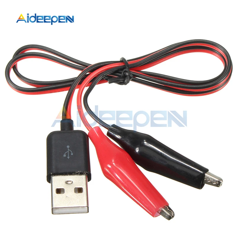 5 buah USB klip buaya steker kawat buaya pria AV untuk USB Tester detektor DC voltase Meter kapasitas Ammeter Monitor pengukur daya