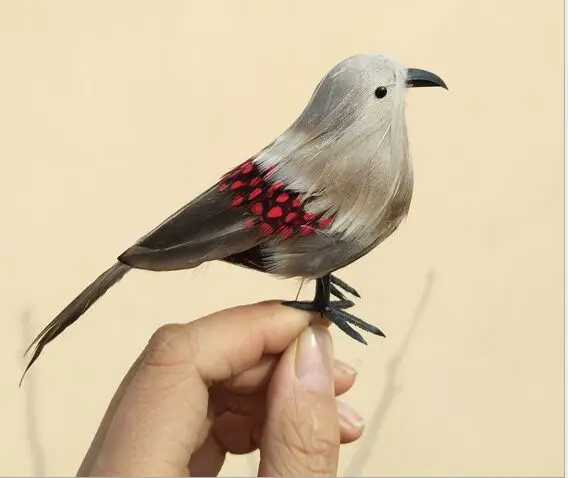 foam& feathers artificial bird 12cm gray feathers bird model,garden decoration toy w0779