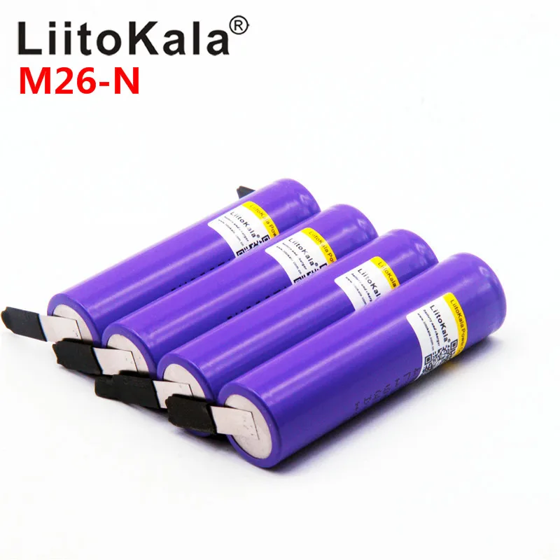 Liitokala 100% Original M26 2600mAh 10A 18650 li-ion Rechargeable battery 2600 mah battery safe DIY Nickel sheets