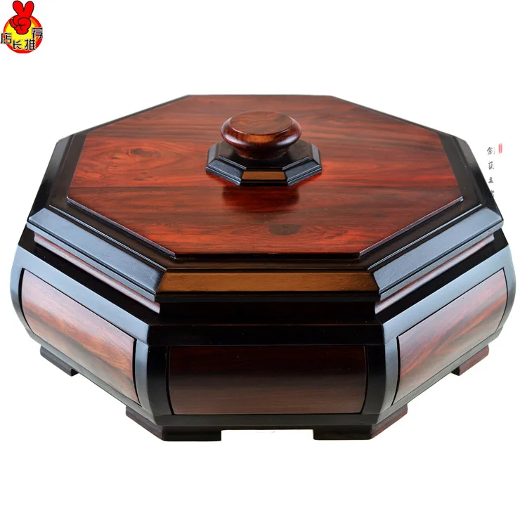 Rosewood ebony inlay compote plain candy red melon seed tray thickened wood furniture ornaments fairy as gifts