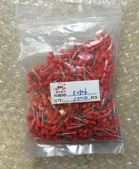100pcs E0506 E0508 E0510 E0512 Tube insulating Insulated terminals 0.5MM2 Insulated Cord End Terminal Wire Ferrules