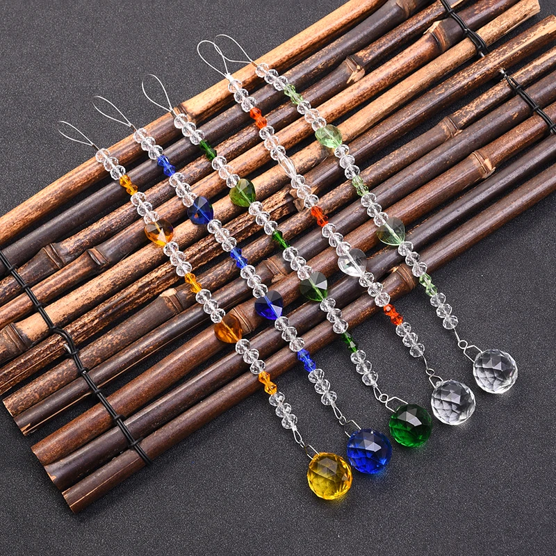 5PCS/Lot Chandelier Crystals Ball Prism Pendant Rainbow Maker Chakra Heart Suncatcher