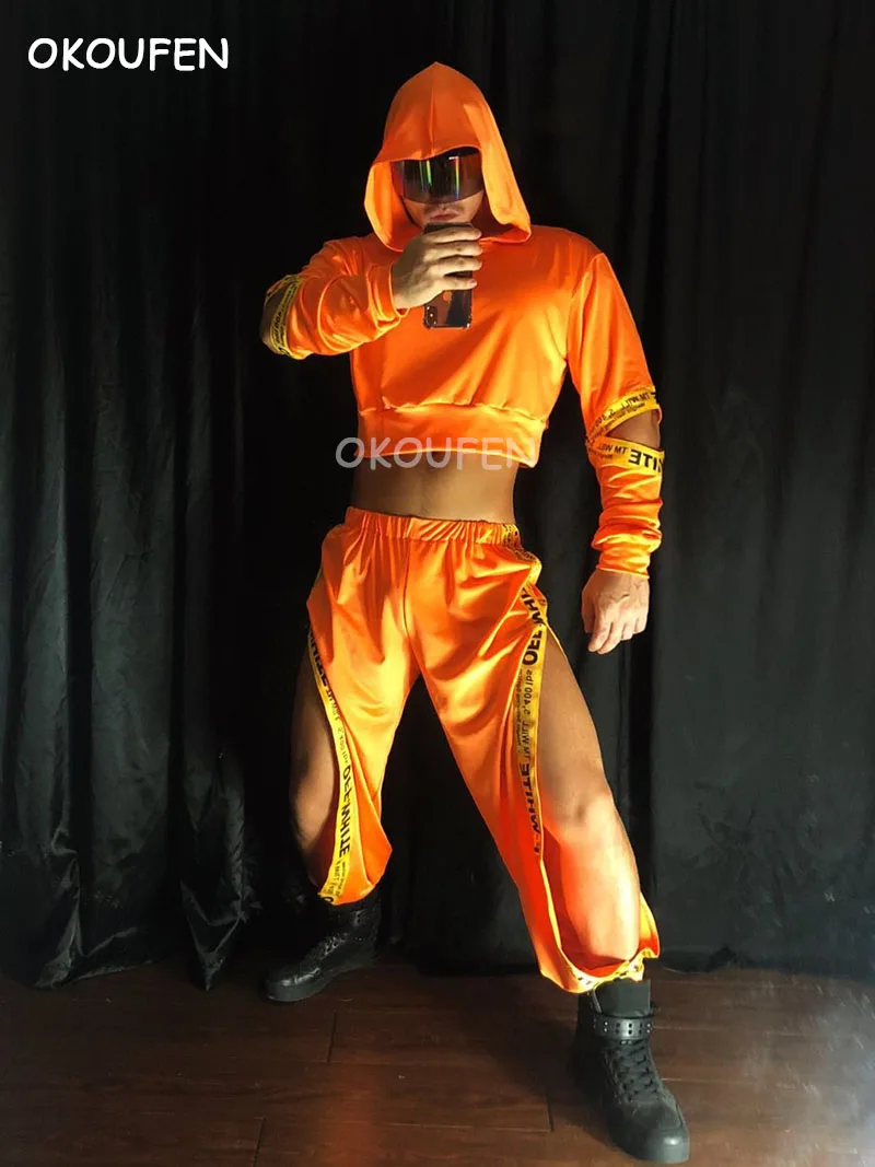 Nightclub Men Gogo Sexy Costumes Bar Club Male Singer Dance Clothing set Night Scene DS Fluorescent Overalls Stage Show Outfit