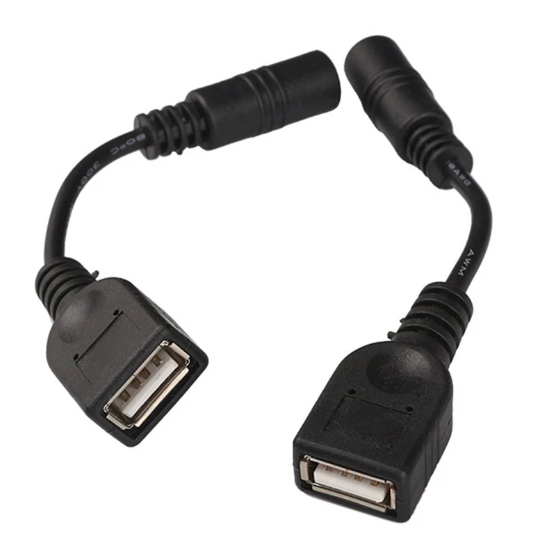 2pcs 5.5 X 2.1mm DC Female to USB AF DC Male Power Connector Cable for Laptop Adapter