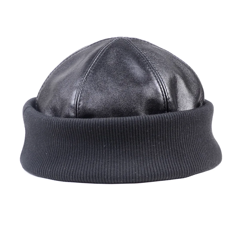 Men's Women's Real Leather Round Cap Bonnet Zucchetto Toque Beanie Yarmulke Kippa Skullcap Painter Caps/Hats