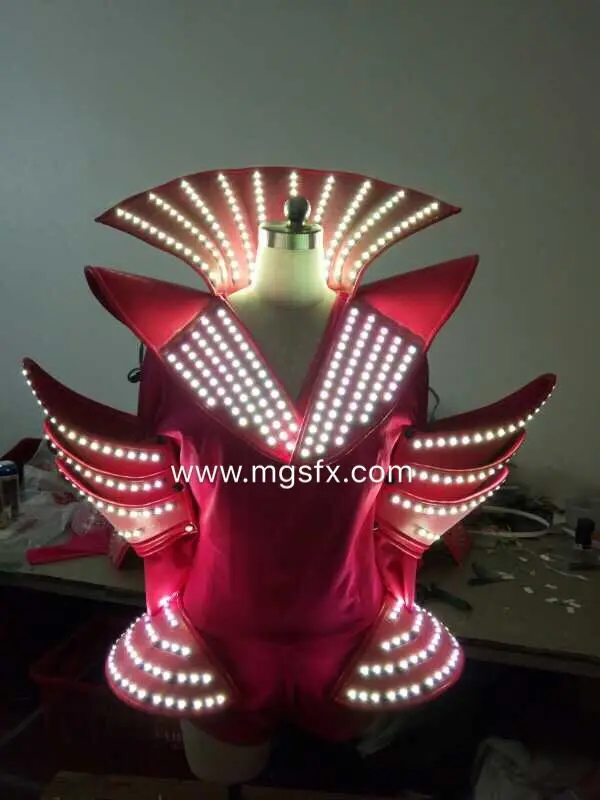 

Sexy Ladies led leotard dress RGB womens led dance costume Light UP nightclub LED suit