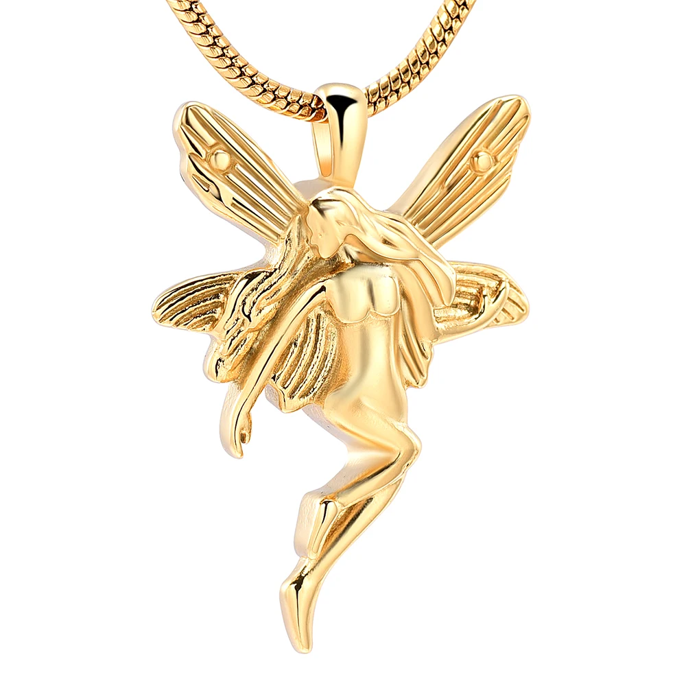 K10042 Sleeping Beauty Angel Fairy Cremation Pendant Keepsake Necklace Ashes Holder Urns Memorial Funeral Jewelry for Women
