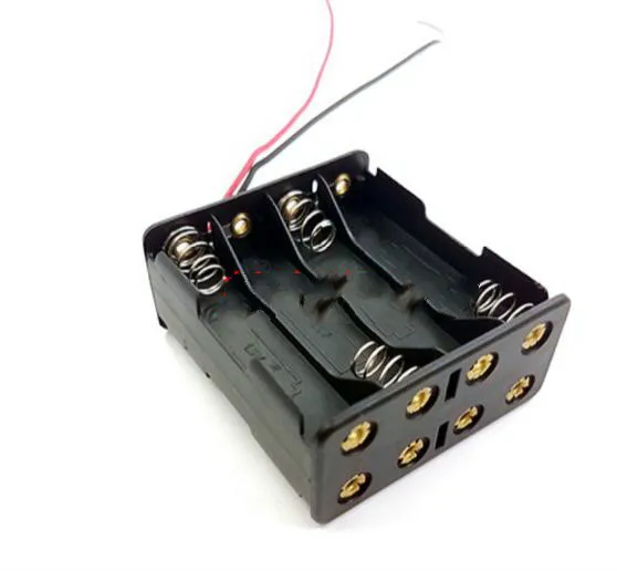 1PCS 8 x AAA 12V Battery Holder Case Double Side Spring Battery Holder With Wire Lead Back By Back Plastic Battery Box AAA