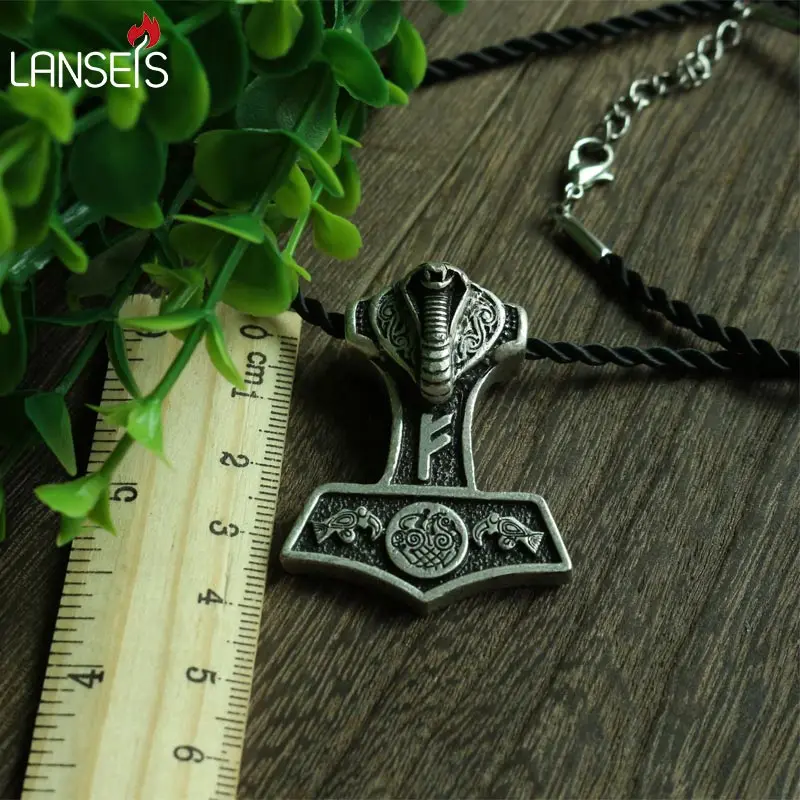 

10pcs norse Jormungandr snake Thor Hammer pendant viking Norway odin's raven and Sleipnir necklace men pendant Amulets jewelry