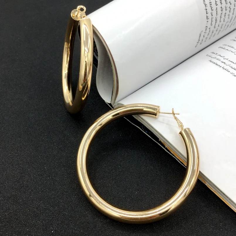 UKEN 2024 Punk Fashion 70mm Diameter Wide Big Hoop Earrings For Women Statement Earrings Brincos Jewelry Accessories Thick