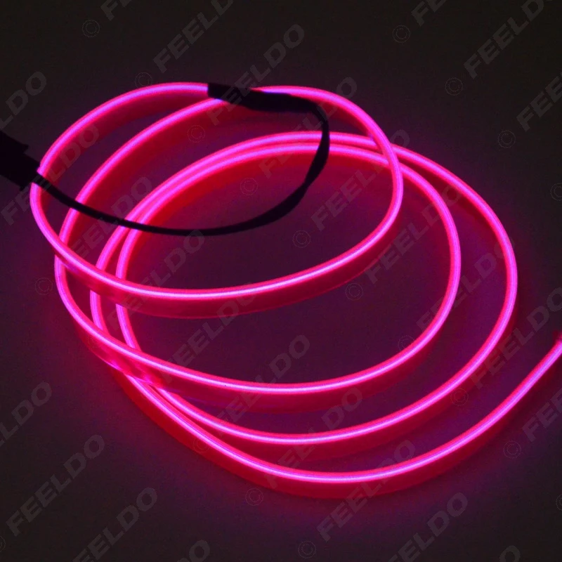 FEELDO 1M Car Decoration Flexible Moulding EL Neon Glow Lighting Rope Strip With Fin And Cigar/Cigarette Lighter 9-color #3561