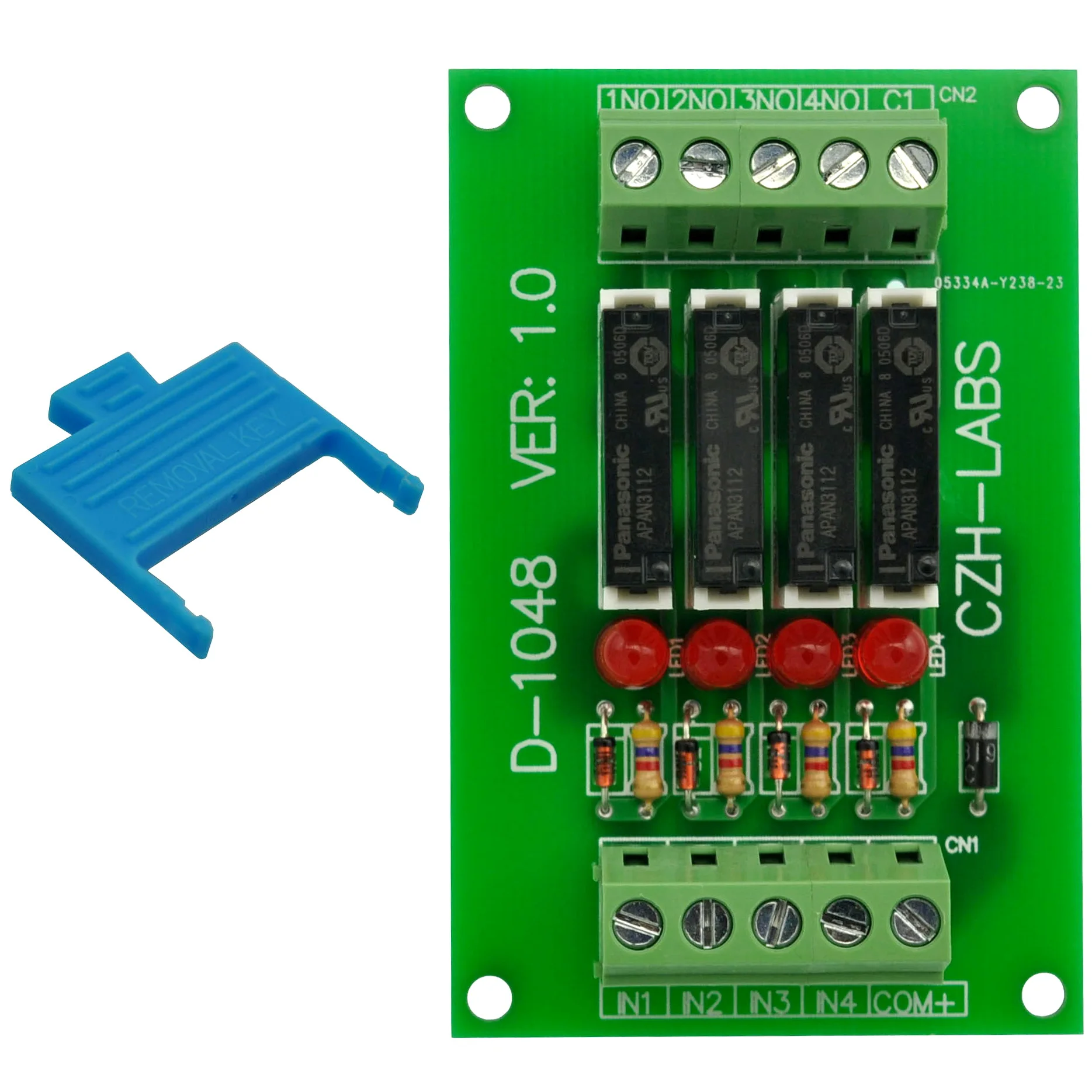 

Slim Panel Mount DC12V Sink/NPN 4 SPST-NO 5A Power Relay Module, APAN3112