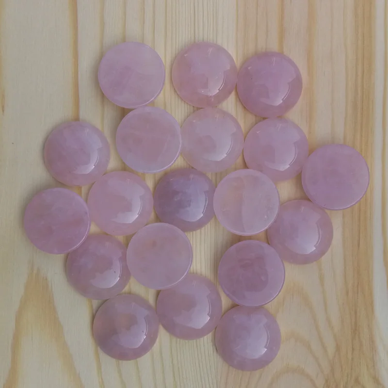 Fashion 50pcs Quartz Rose natural stone Cabochon bead no hole 6 8 10 12 14 16 18 20 MM Single arc jewelry charm Ring accsories