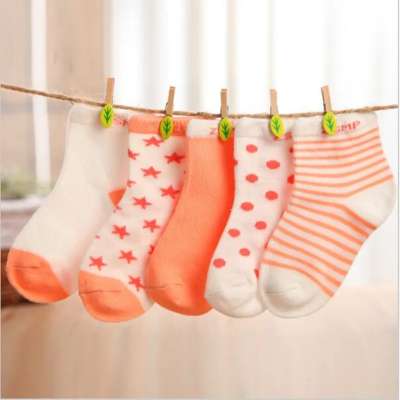 10 pièces/lot = 5 paires de chaussettes en coton pour bébé, chaussettes de sol pour nouveau-né, chaussettes courtes pour fille et garçon