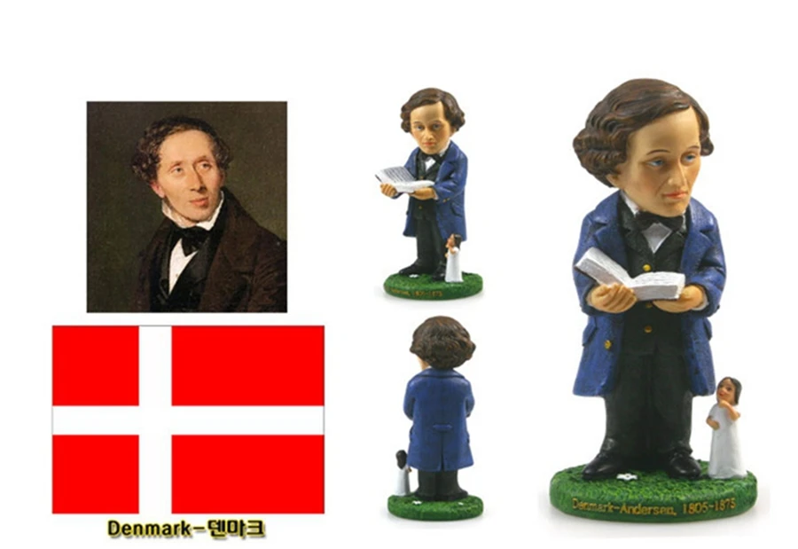 

Hand-painted Denmark Anderson Creative Resin Crafts World Celebrity Statue Tourism Souvenir Gifts Collection Home Decortion