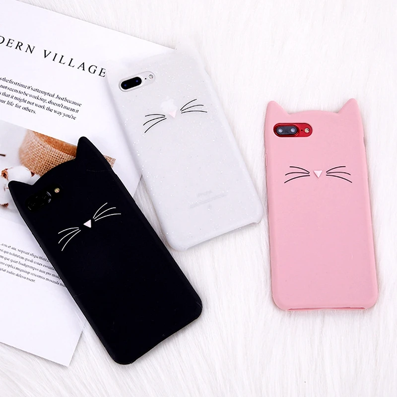 Cute Lucky Cat Soft Silicone Case For iPhone 5S 6S 6 7 8 Plus 10 XR X XS 11 12 Pro Max 3D Cartoon Cat Ears Phone Back Cover