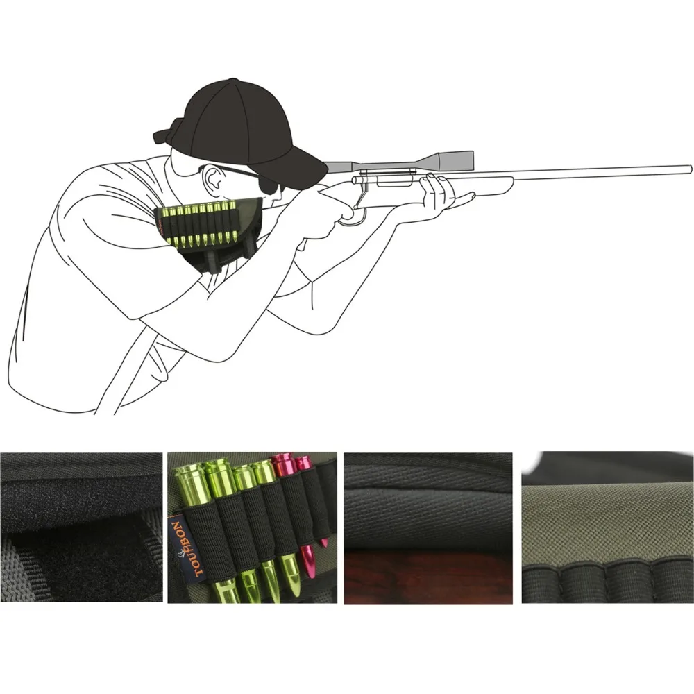 Imagem -06 - Tourbon Hunting Shooting Rifle Buttstock Cheek Riser Resto Cartuchos de Munição Suporte com Almofadas Ajustáveis Acessórios de Arma