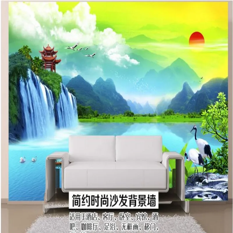 wellyu Custom large - scale murals Guilin scenery landscape waterfalls Lijiang River Qingyun TV background wall  wallpaper