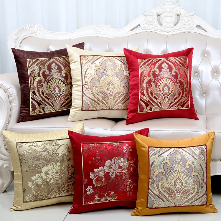 

European Jacquard Cushion Cover Natural Silk PillowCase Christmas Cover Cushion Sofa Chair Home Decorative Lumbar Pillow Covers