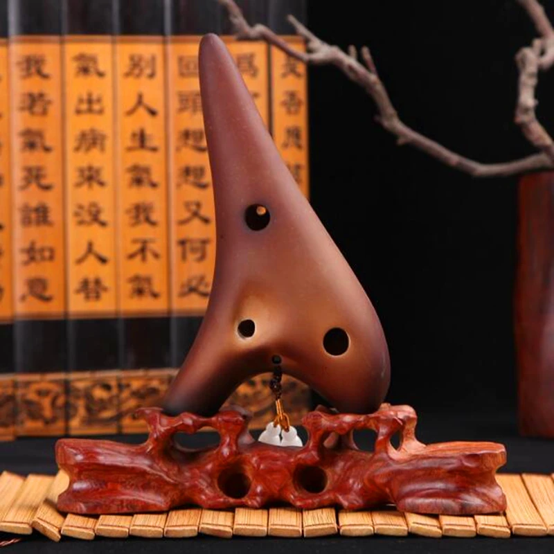 12 Holes Ceramic Flute for Smoked Ocarina, Alto C / Soprano C F G, Musical Instrument, Professional Smoked Burn, 12 Holes