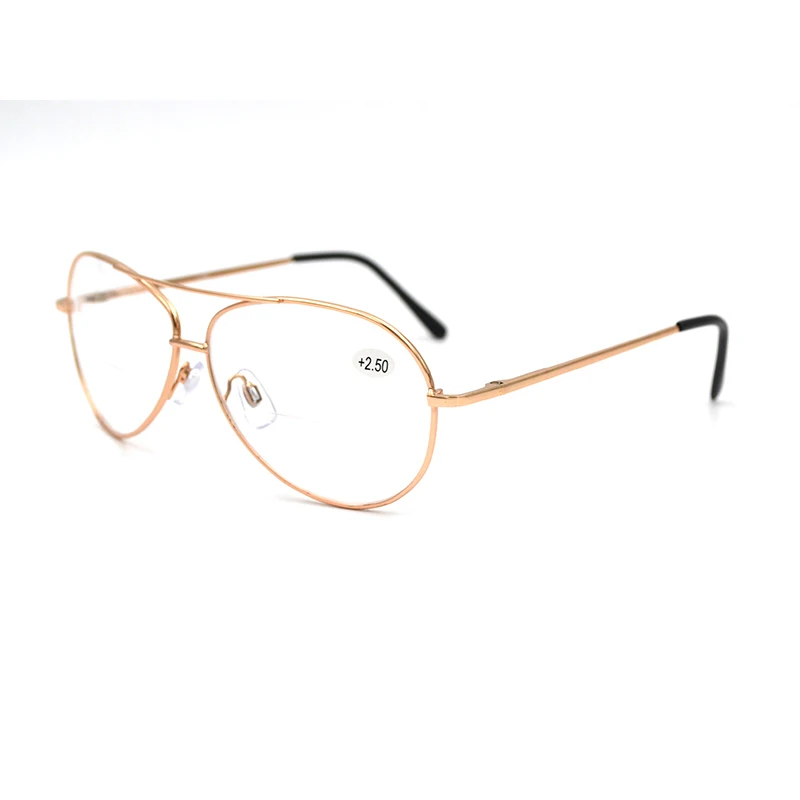 10Pairs/Lot Bifocals Reading Glasses magnifier Women Men Pilot Presbyopic Eyeglasses Look Near Far Gold Double Beam Spectacles