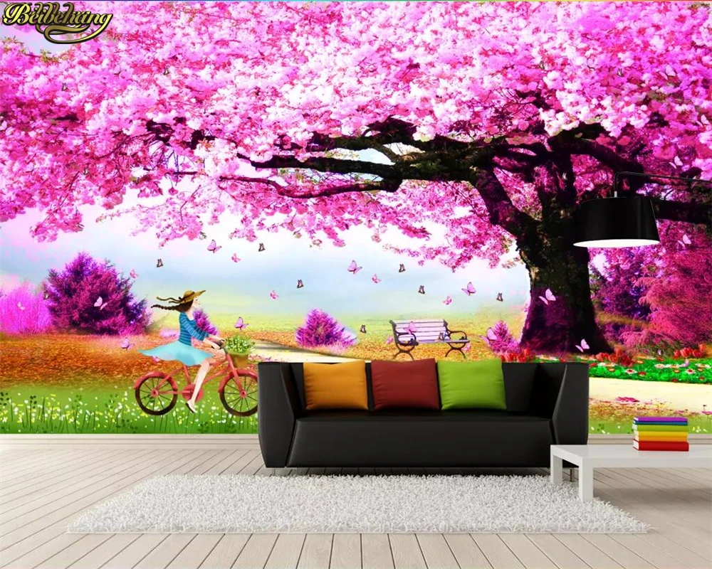 

beibehang Custom photo wallpaper mural romantic warm cherry tree wedding room garden mural TV background wall papel de parede