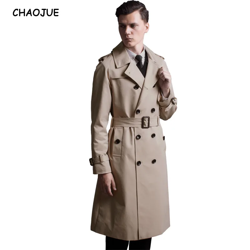 

CHAOJUE Double Breasted Trench For Men 2023 Spring/Autumn England Fashion Long Coat Oversize Causal Trenchcoat Free Shipping