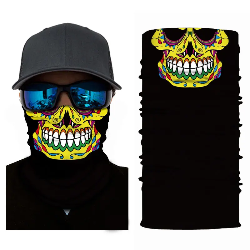 For Nuoxintr Magic Head Face Mask Seamlessly Skull Halloween Scarf Mask Windproof Biker Motorcycle Scarf Outdoor Headband