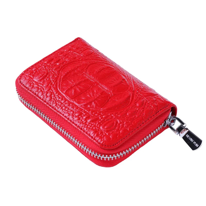 Fashion Women Credit Card Holder Genuine Leather Small Zipper Female Card Case Wallet