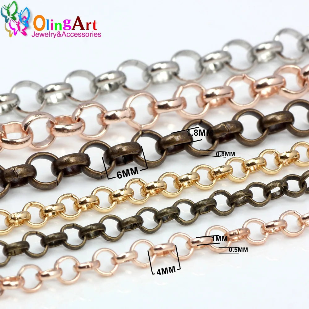 OlingArt 4MM/6MM 2M/LOT „O” Tworzenie biżuterii Słowo „O” Link Pięć kolorów Łańcuch DIY Naszyjniki/Bransoletka/Tassel
